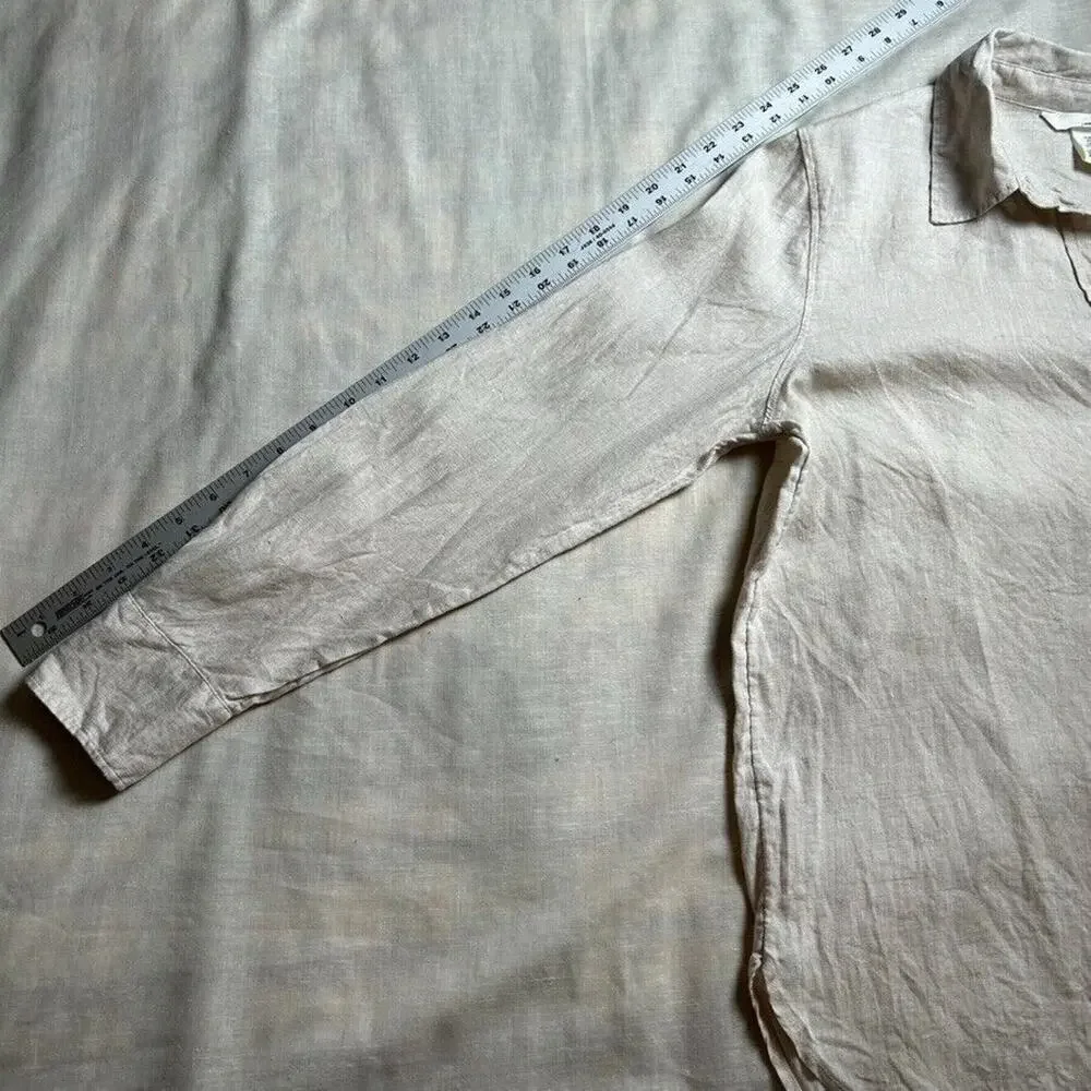 H&M Light Beige Button-Down Linen Blend Shirt - Picture 9 of 9